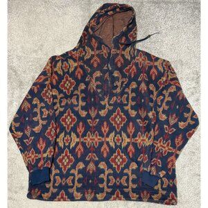 Express French Country Aztec Pullover Hoodie Men's Medium 90s Vintage